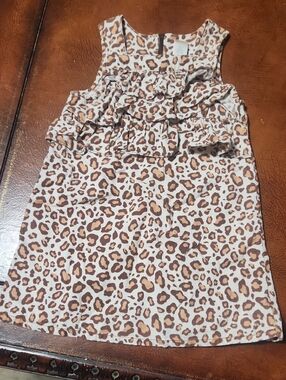 Girl's Gymboree Cream and Brown Leopard Ruffle Tank Dress